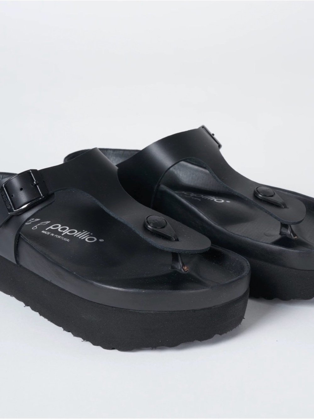 Birkenstock Black Gizeh Pappillio Platform Sandal W 7 NWOT